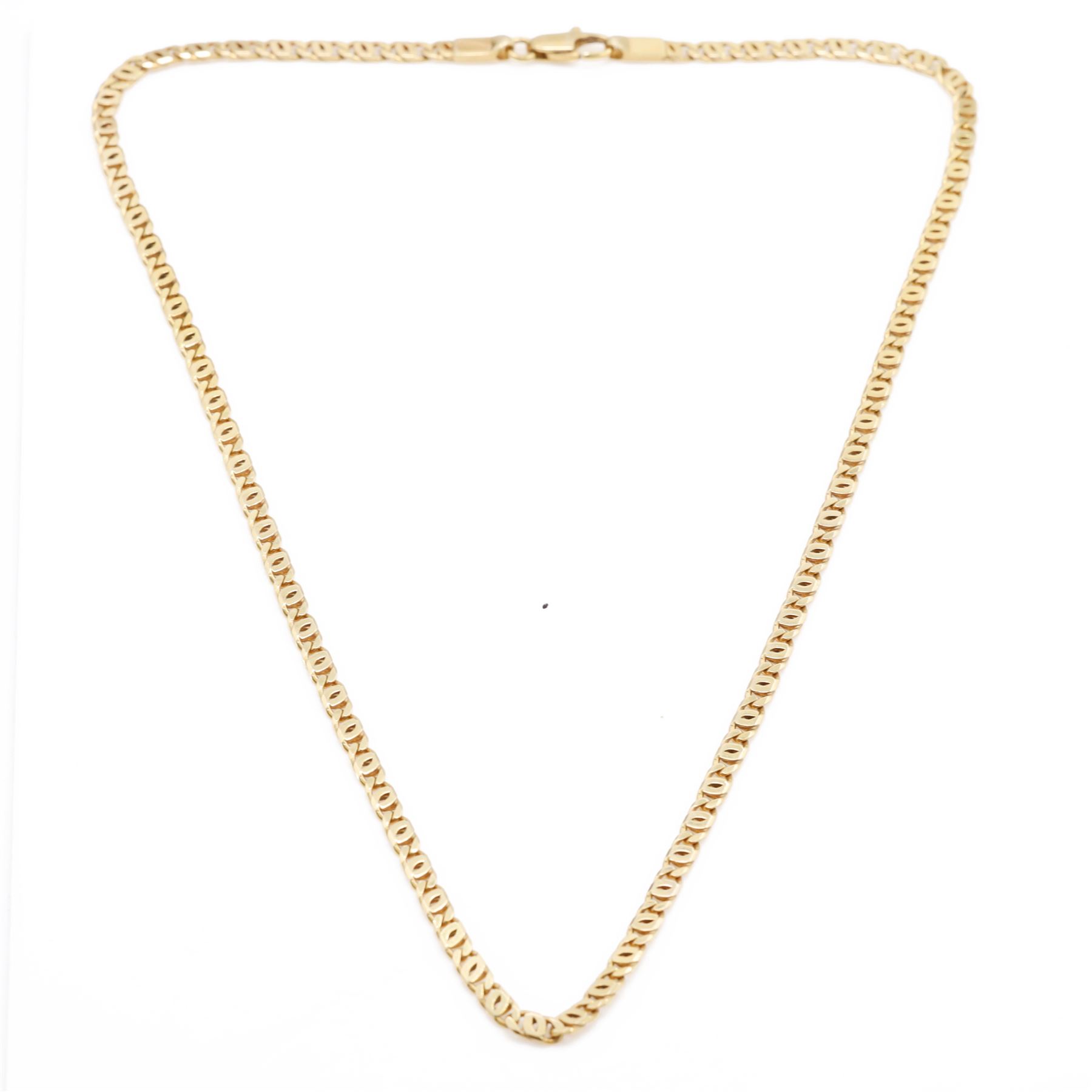 14ct gold flattened link chain necklace, stamped 585