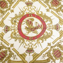 Hermes 'Deo Juvante Monaco' silk scarf, in the grey and cream colourway, possibly designed by Hugo Grygkar, 88cm x 88cm