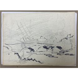 Jack Rigg (British 1927-2023): 'Whitby from Lythe Bank', pen and ink sketch signed titled and dated 1958, 20.5cm x 28.5cm (unframed)