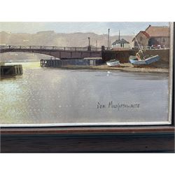 Don Micklethwaite (British 1936-): Whitby Swing Bridge, oil on canvas signed 29cm x 40cm 