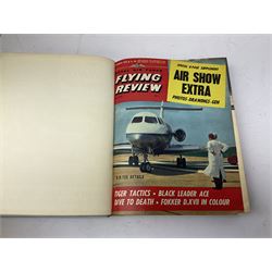 Aircraft of the Fighting Powers. Five volumes. 1940-44 including two copies of volume three; Royal Air Force Flying Review. Six volumes. 1956-63. Uniformly bound in blue cloth with gilt RAF crest to front covers; and ten other books of aircraft and aeronautica interest.