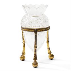 19th century F & C Osler trio, the cut-glass bud vases upon stylised gilt bronze mounts, stamped Osler to feet, tallest H15cm 
Notes: F & C Osler famously supplied the crystal fountain for the Great Exhibition of 1851.