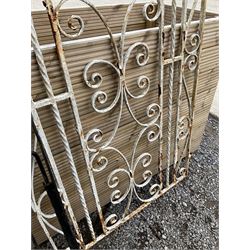 Two wrought iron garden gates painted in black and white - THIS LOT IS TO BE COLLECTED BY APPOINTMENT FROM DUGGLEBY STORAGE, GREAT HILL, EASTFIELD, SCARBOROUGH, YO11 3TX