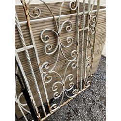 Two wrought iron garden gates painted in black and white - THIS LOT IS TO BE COLLECTED BY APPOINTMENT FROM DUGGLEBY STORAGE, GREAT HILL, EASTFIELD, SCARBOROUGH, YO11 3TX