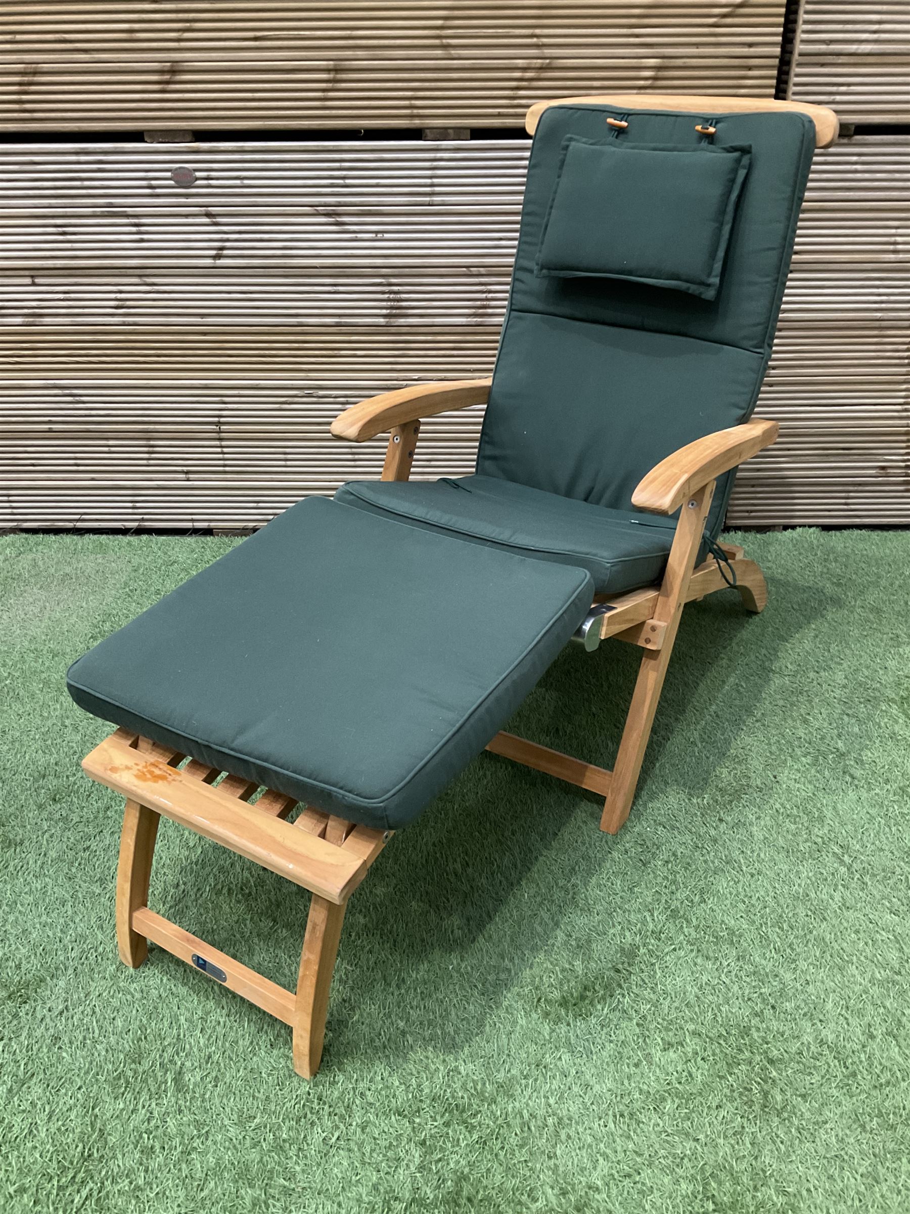 Neptune - hardwood garden steamer chair, with cushion - THIS LOT IS TO BE COLLECTED BY APPOINTMENT FROM DUGGLEBY STORAGE, GREAT HILL, EASTFIELD, SCARBOROUGH, YO11 3TX