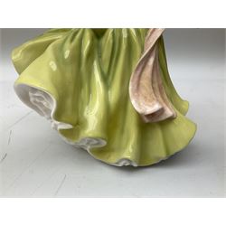 Five Royal Doulton figures from the Pretty Ladies collection, comprising Spring Ball HN5467, Autumn Ball 5465, Summer Ball HN5464, Summer HN5322 and Spring HN5321