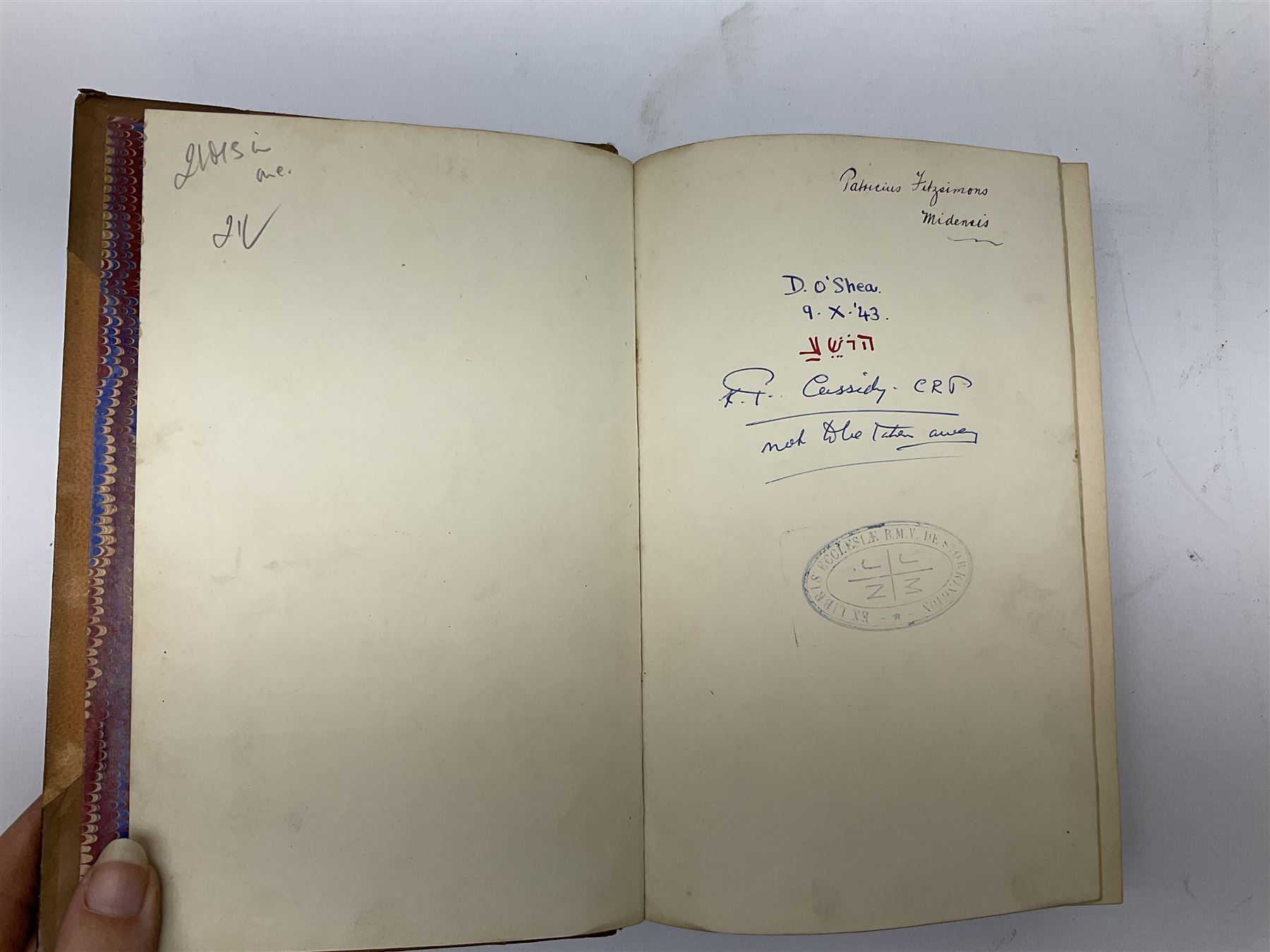 Eighteen 19th century leather bound books including Oeuvres Completes De Voltaire. 1827 Paris. Two volumes; Oeuvres De Pierre Corneille. 1892 Paris; Commentarium in Librum Geneseos Scripsit Thomas Josephus Lamy. 1883 Mechliniae; etc (18)