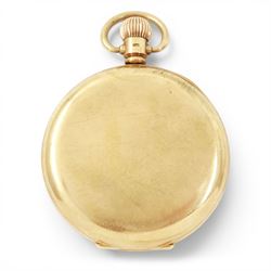 Early 20th century 9ct rose gold full hunter P.S. Bartlett keyless lever presentation pocket watch by American Watch Company, Massachusetts, No. 24920167, white enamel dial with Roman numeral hour markers and subsidiary seconds dial, retailed by W. Greenwood & Sons Leeds & Huddersfield, front case engraved with initials CHL by Dennison, Birmingham 1928, with original receipt