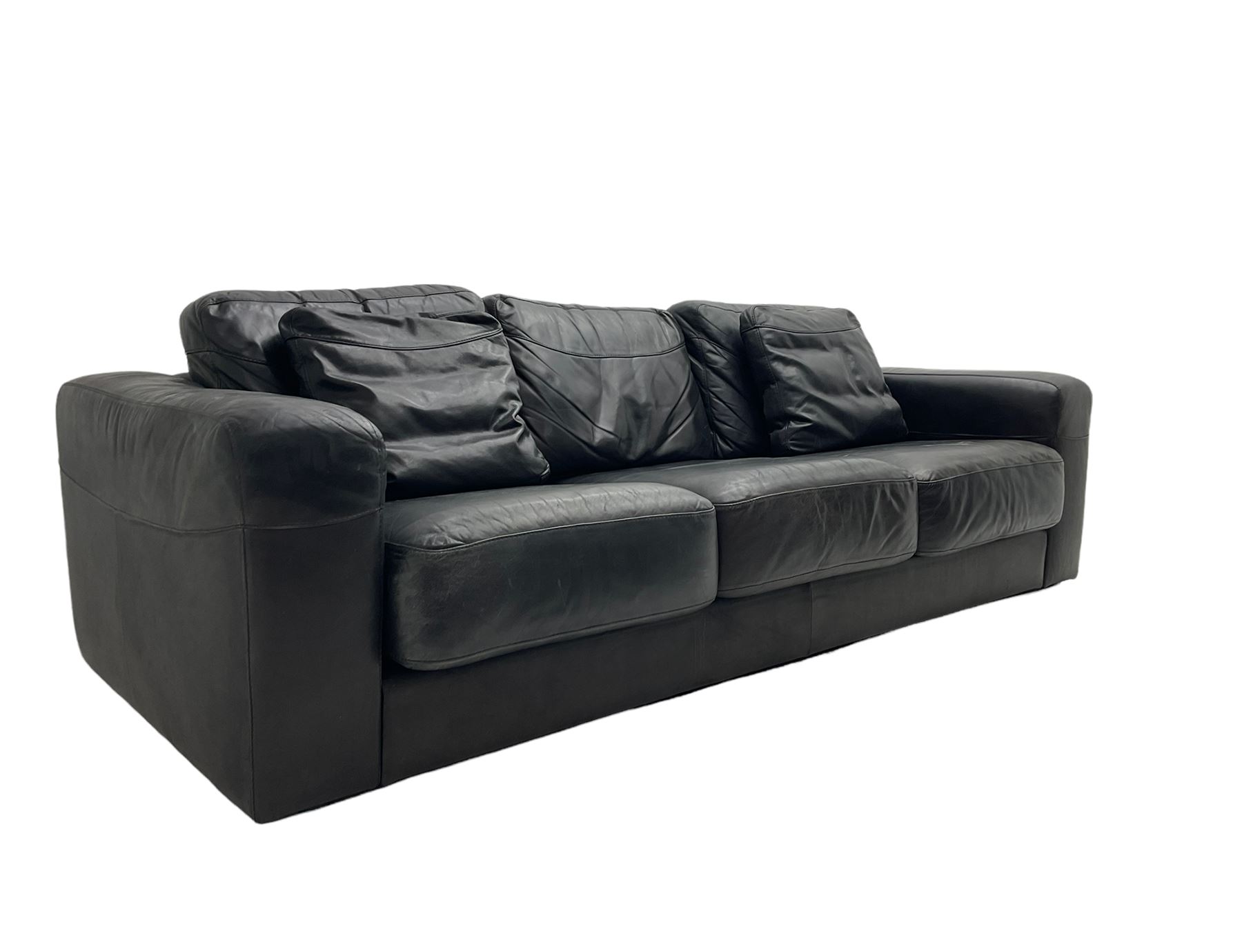 David Paine - 'Tennyson' three seat sofa, upholstered in soft black leather
