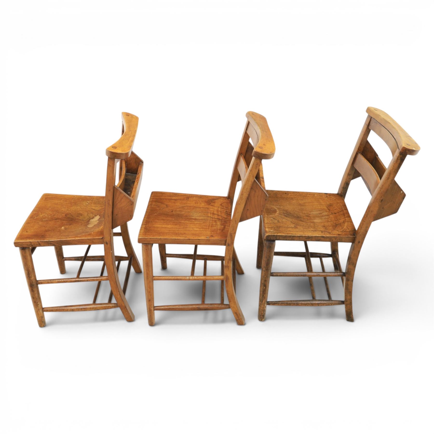 Country pine draw leaf table, bench seat and six chapel chairs, the top of plank construction, with two frieze drawers, additional leaves extending to 320cm, with bench seat and six elm chapel seats