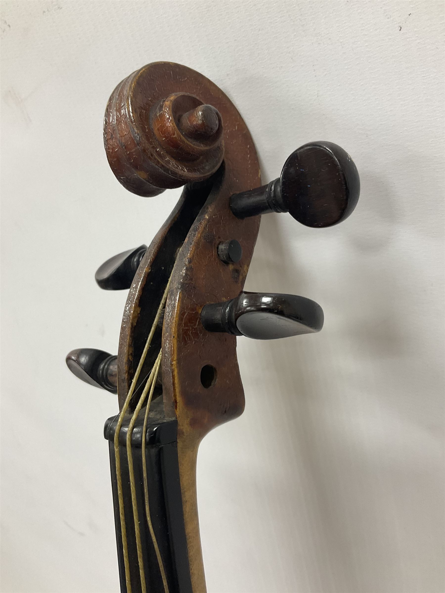 Michael Lindsay of Stockton-on-Tees violin, dated 1904 on the label and stamped on the neck, full length 60cm In a later soft case