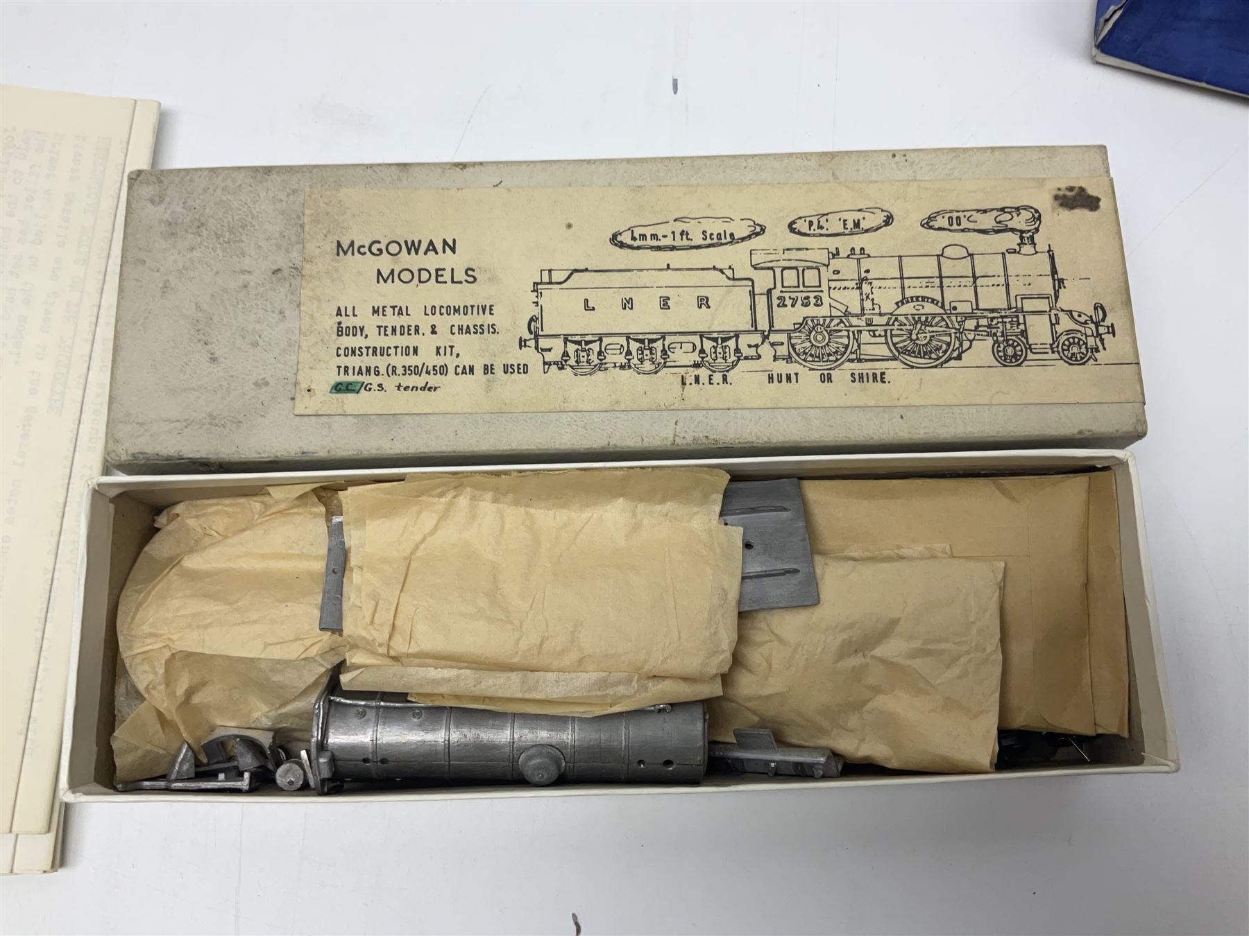 '00' gauge - two McGowan Models metal construction kits - D49 Hunt or Shire Class 4-4-0 locomotive and B17/1 Sandringham Class 2-6-0 locomotive; both boxed with instructions