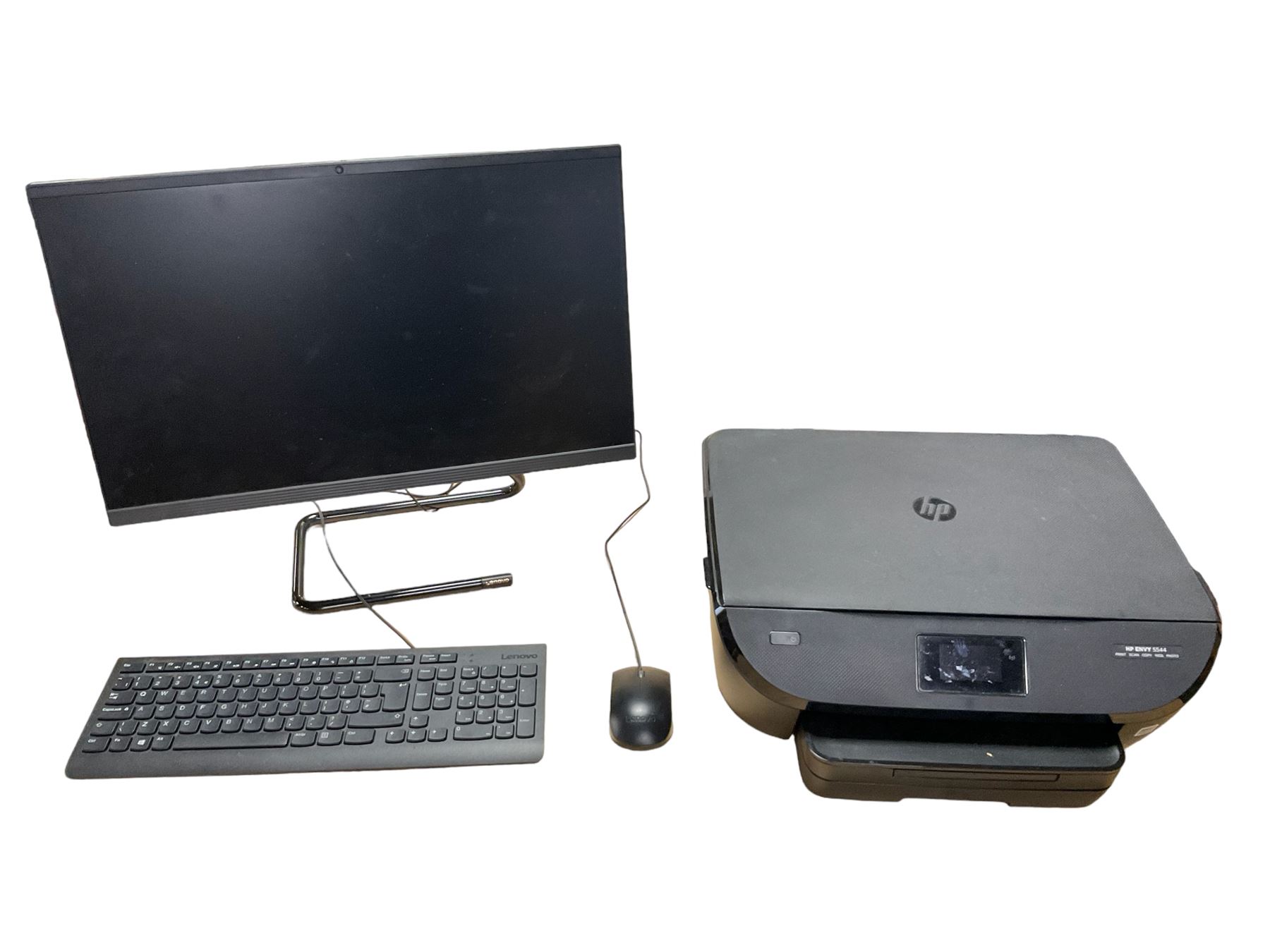 Lenovo IdeaCentre all in one PC,  with keyboard, mouse, and HP Envy 5544 printer and scanner 