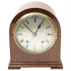 Two 8-day 20th century spring driven mantle clocks and an 8-day spring driven wall clock with a 7