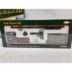 Corgi Eddie Stobart - limited edition CC12610 Scammell Crusader 3 Axle Low loader, CC12502 Atkinson Borderer Flatbed Trailer and AA30008 Douglas DC-3 Aircraft; TY99158 5-Piece Superhauler Set; and M6 Motorway Set; all boxed (5)