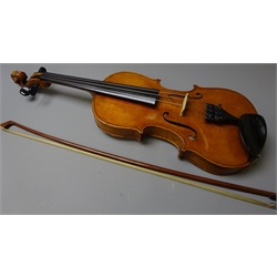 Mid-20th century violin by John G. Murdoch & Co entitled 'The Maidstone' with 36cm two-piece maple back and ribs and spruce top, bears label 'The Maidstone John G. Murdoch & Co. Ltd. London', L60cm, in carrying case with bow  