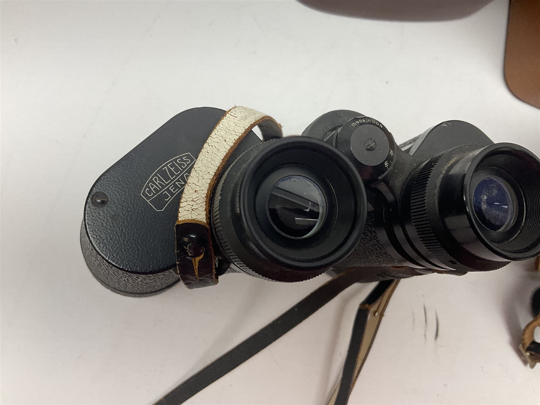 No2 folding autographic brownie, Exakta Varex IIb camera, brass three draw telescope, H.H. Son Ltd binoculars, Carl Zeiss Jena Jenoptem 7x50W binoculars etc