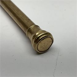 9ct gold 'Lifelong' propelling pencil, with engine turned decoration, stamped 9ct 