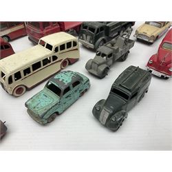 Dinky - sixteen unboxed and playworn die-cast models to include Single Deck Bus, two Atlantean Buses, Ford Transit Van, 10 Ton Army Truck, MGB Sports Car, Telephone Service Van etc 
