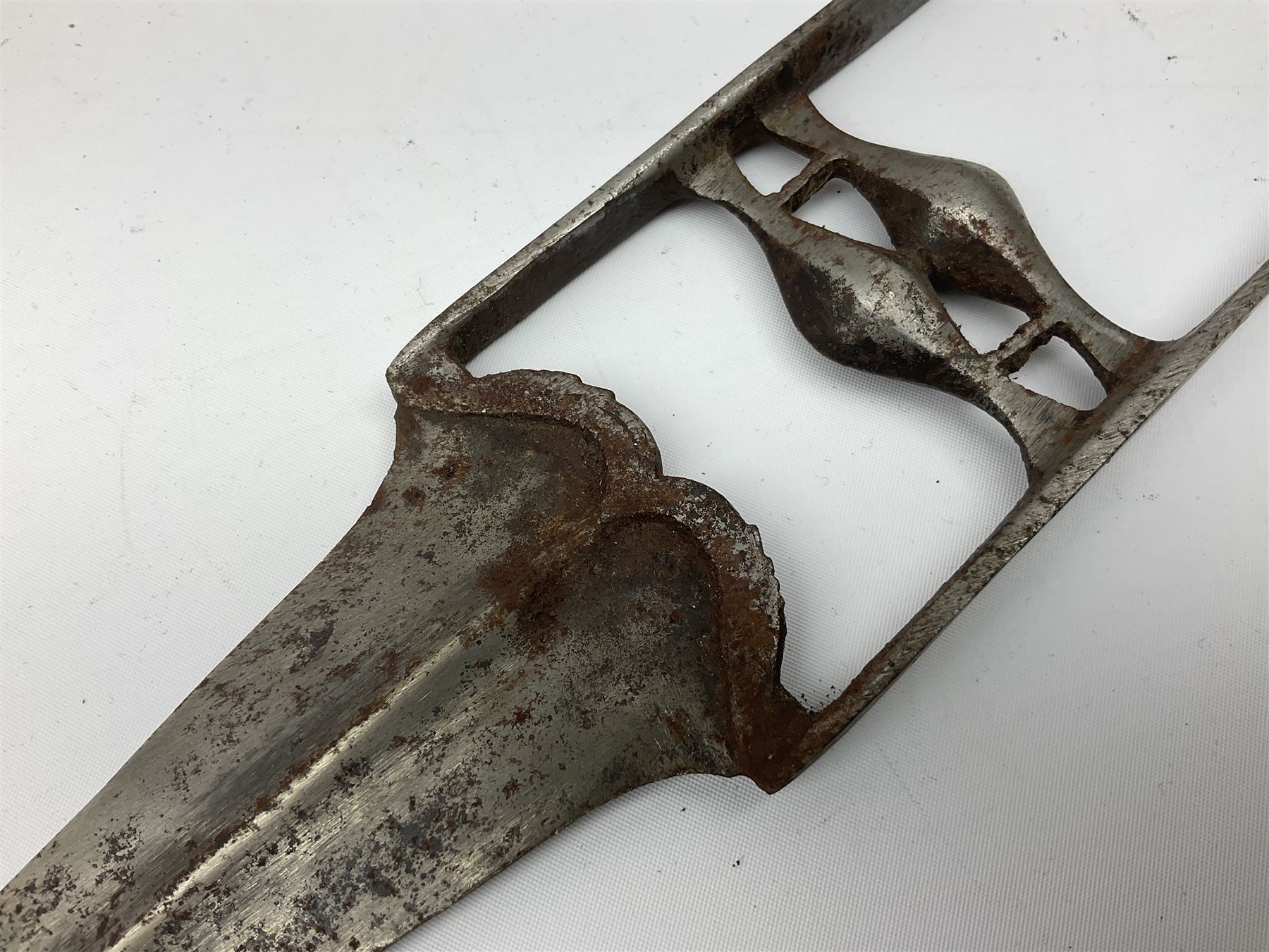 Indian thrusting dagger Katar the 25cm blade with swollen point and central rib, in leather covered wooden sheath L45cm overall