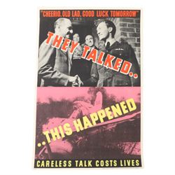 WWII three 'Careless Talk Costs Lives' posters, printed for H.M Stationary office, one printed by Lowe & Brydon, two by J. Weiner  