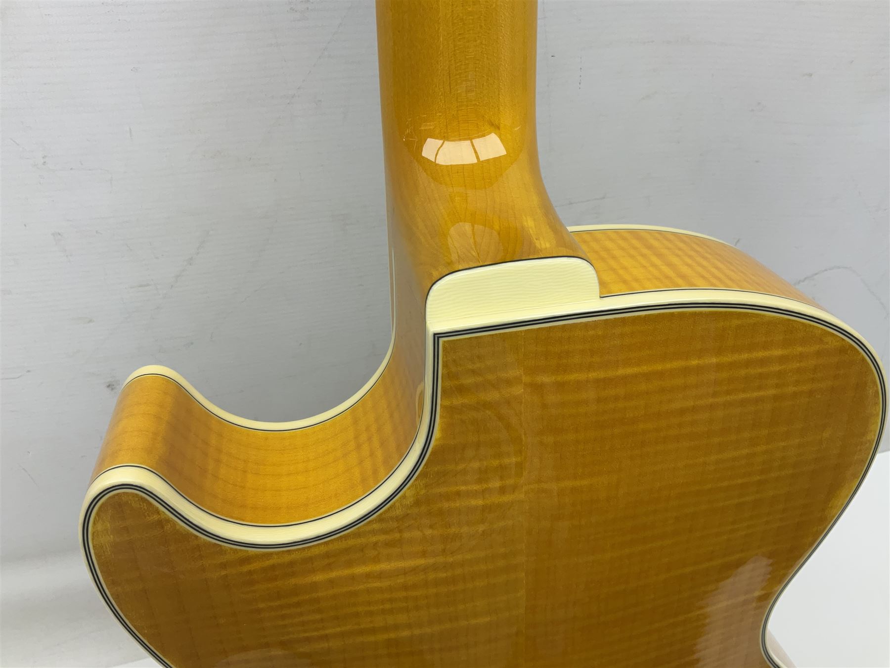 Ibanez George Benson 40th Anniversary arch top semi-acoustic guitar with floating pick-ups and mother-of-pearl inlay; model no.GB40THII serial no.S16120480; L104.5cm; in Ibanez hard carrying case with manual