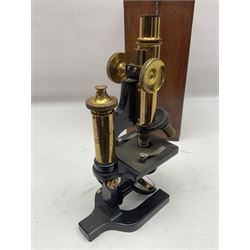 20th century W. Watson & Sons Kima microscope no. 118396 in original oak box, together with W. Watson & Sons Praxis microscope no. 18360, in original box  