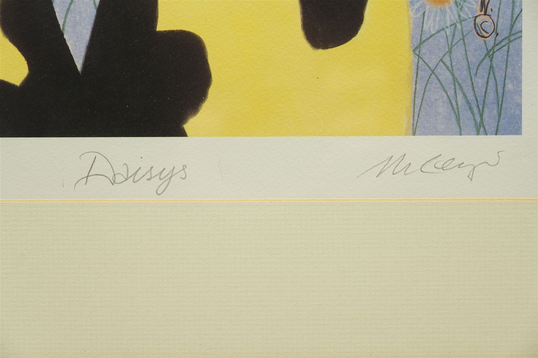 Mackenzie Thorpe (British 1956-): 'Daisys', limited edition colour lithograph signed titled and numbered 385/750 in pencil with blindstamp 44cm x 35cm