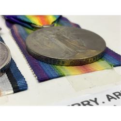 WWI trio of medals comprising British War Medal, Victory Medal and 1914-15 Star awarded to S2SR-01529 Pte. W. Merry A.S.C.; all with ribbons