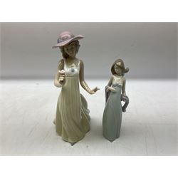 Lladro figure Ingenuine Woman no. 5487 (a/f), Nao figure, Goebel bird figure CV86 1967, Goebel Chaffinch 38023-06, Arden Scultpures robin figure group etc