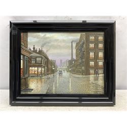 Steven Scholes (Northern British 1952-): 'Piercy Street - Manchester 1962', oil on canvas signed, titled verso 29cm x 39cm