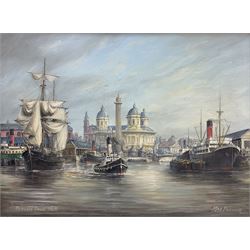  Max Parsons (British 1915-1998): 'Princess Dock Hull', oil on board signed and titled 45cm x 60cm  