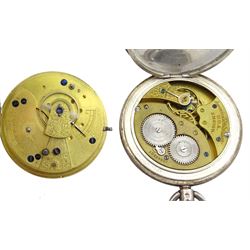 Silver full hunter keyless lever pocket watch by American Watch Co, Waltham, Birmingham 1903 and a silver open face 'The Express English Lever' pocket watch by J.G. Graves, Sheffield, No. 479122, Birmingham 1899