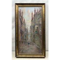 Wilson Cox (British 19th Century): East Yorkshire Fishing Village, oil on canvas signed, dated 1882 verso 90cm x 44.5cm 