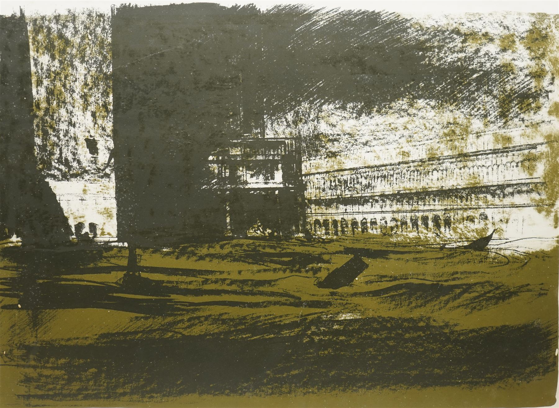 Pietro Annigoni OMRI (Italian 1910-1988): 'View of the Flood of Venice - November 4 1966', set six lithographs on magnani paper signed and numbered in pencil with blindstamp 48cm x 68cm (6) 