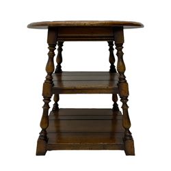 Batheaston - oak tavern table, circular moulded top over two tiers with turned supports, fitted with hidden drawer