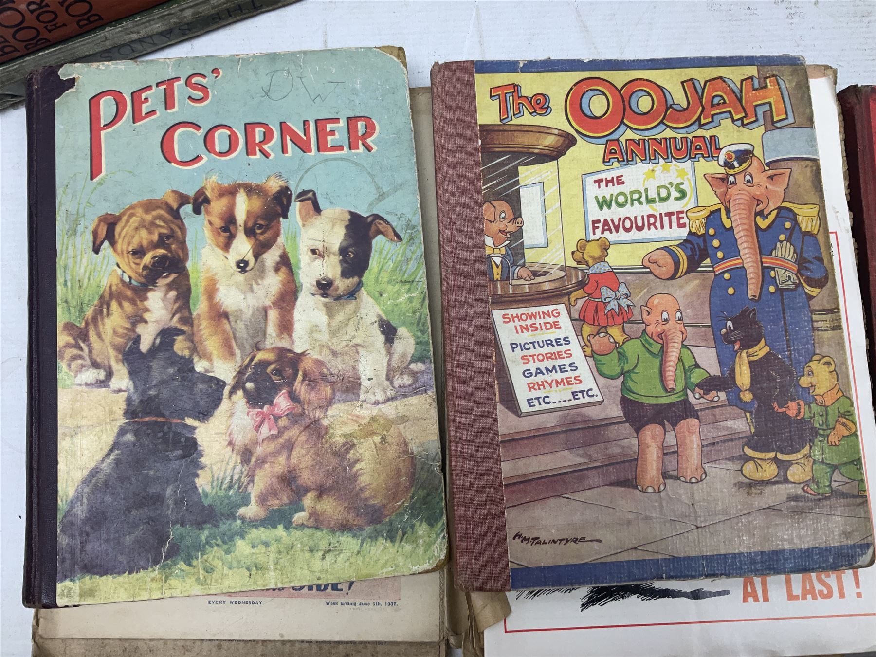 1930s Glevum Series boxed set of 'Coloured and Polished Building Bricks' with instructions; and quantity of 19th century and later children's books including The Fairy-Land of Science by Arabella B. Buckley. 1879; The Wonder Gift Book for Children 1933; The Greyfriars Holiday Annual 1938; The Willie Waddle Book 1933; twelve editions of School Boys Own Library 1937/8; Rainbow Annual 1952 etc