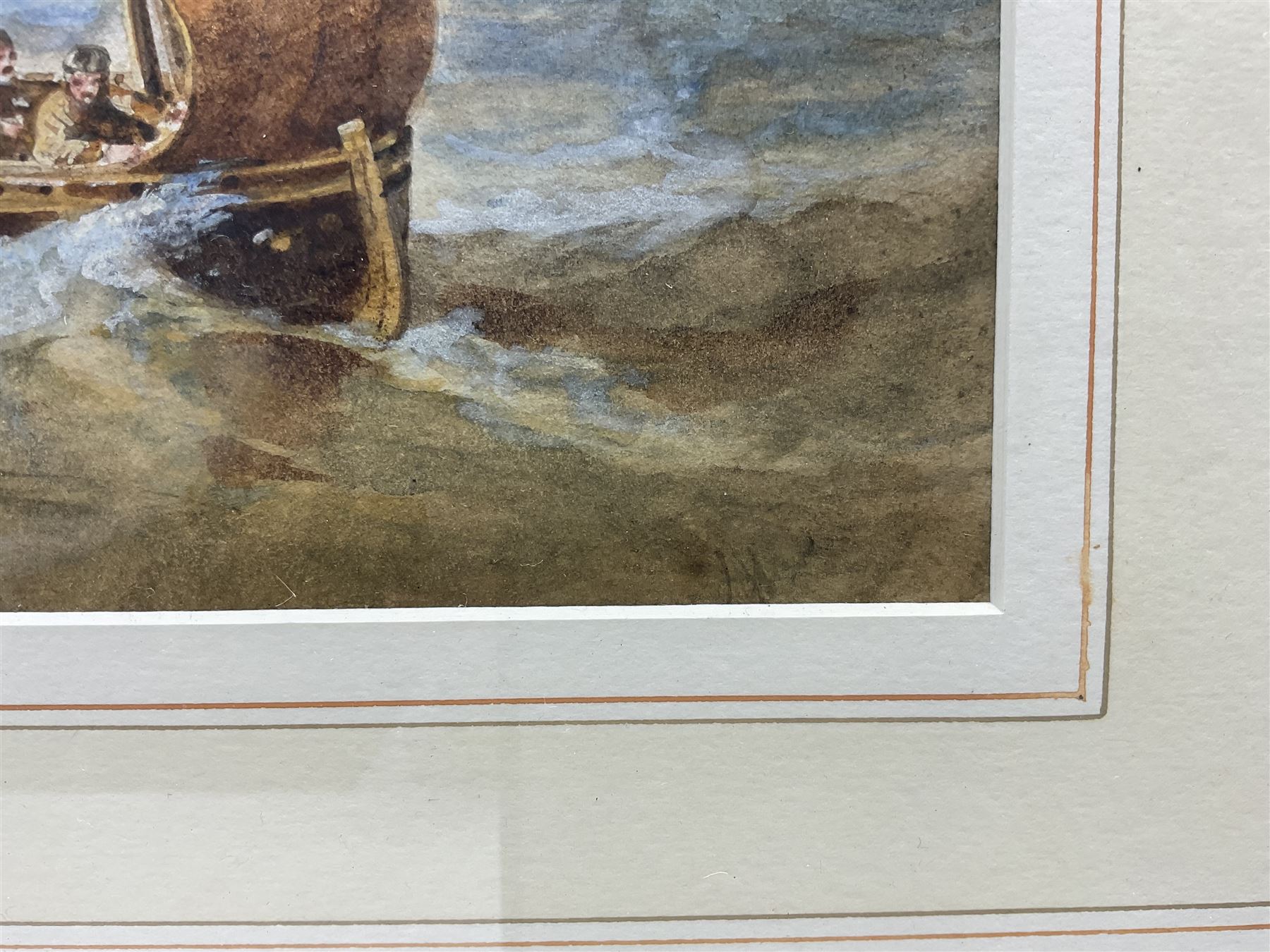 John Wilson Carmichael (British 1799-1868): Frigates off Portsmouth, watercolour signed l.r. 24cm x 48cm