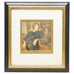 After Anthony van Dyck (Flemish 1599-1641): 'George Gage with Two Men', 19th century watercolour unsigned 16cm x 16cm