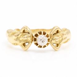Gold diamond figural ring, single old cut diamond of approx 0.45 carat, with a nude female...