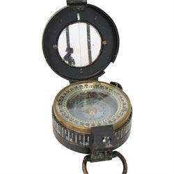 WWII MK III military compass dated 1944, T.G. Co. Ltd, London, in leather case