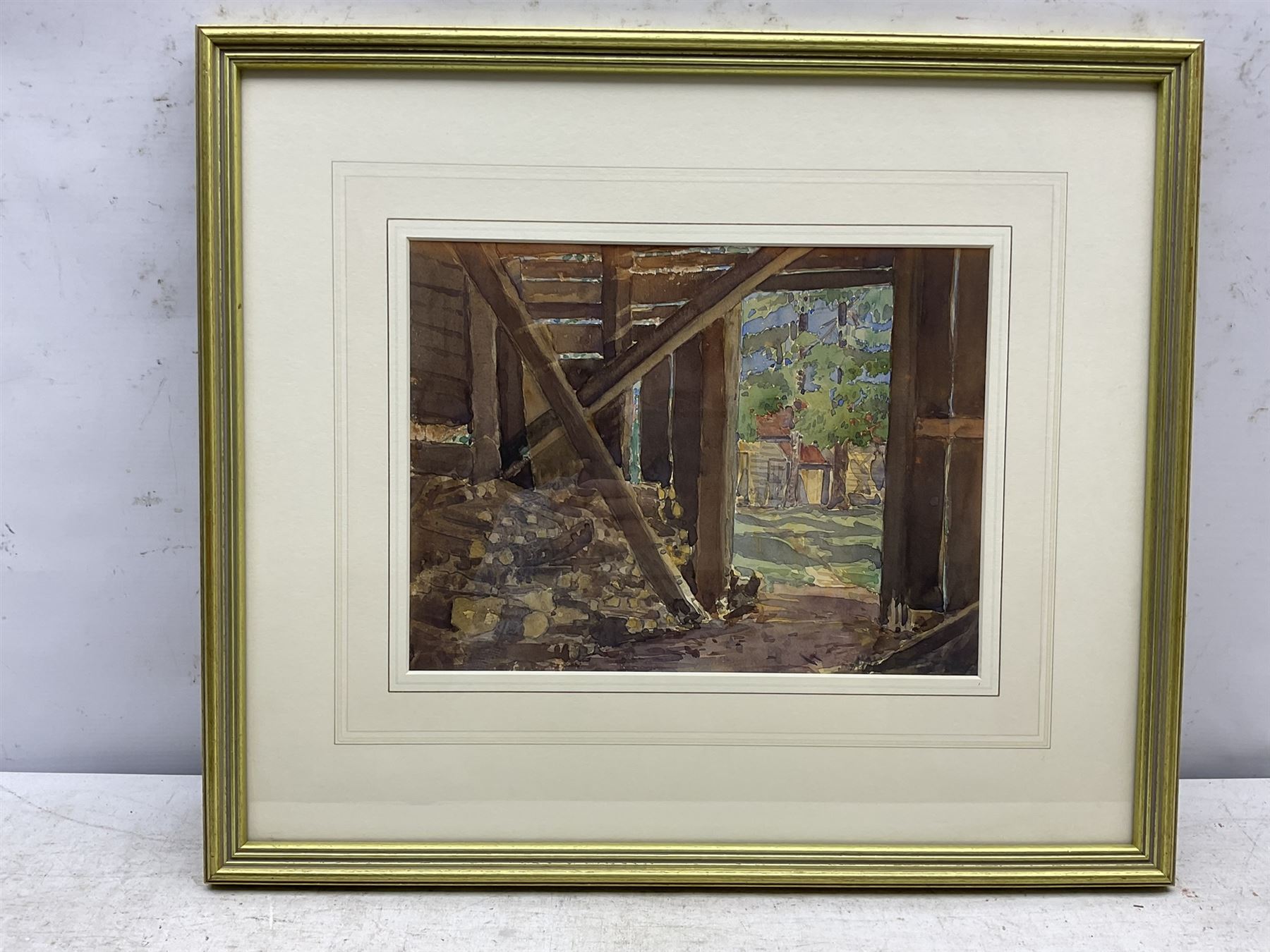 Alice E Brown (Nottingham exh.1892): 'Through the Woodshed Door at North Place', watercolour signed, titled verso 22cm x 30cm 
Provenance: with McTague of Harrogate