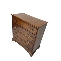 19th century mahogany straight-front chest, moulded edge, fitted with four graduating cockbeaded drawers, raised on bracket feet