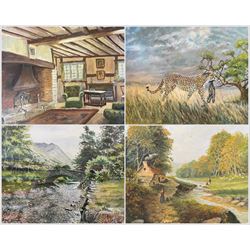 Collection of James Lishman (British 1931-2024) watercolours and oils to include views of Rievaulx Abbey etc mostly unframed in one box (approx. 20)