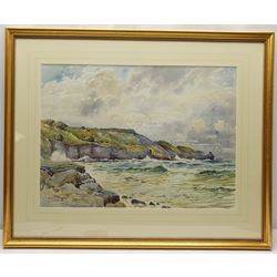 Edward H Simpson (British 1901-1989): 'Rough Water The Ness Sandsend', watercolour signed, titled verso with artist's Scarborough address 41cm x 57cm