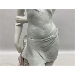Lladro Privilege figure, Dreams of a Ballerina, modelled as a ballerina leaning against a pillar holding her ballet shoes, limited edition 396/1000, sculpted by Jose Puche, no 1889, with original box, year issued 2003, yea retired 2004, H52cm 