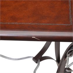 And So To Bed - pair of 'Handel' bedside or lamp tables, faux leather metal supports