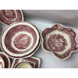 Masons Vista pattern ceramics, including coffee pot, sauce boat, twin handled jar and cover, teapots, mugs, etc 