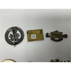 Two Services Rendered badges Nos.B23060 and B201341; two MSO BAOR (Mixed Services Organisation British Army of the Rhine) badges; small quantity of shoulder titles, lapel/sweetheart brooches, buttons and non-military related items