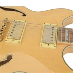 Ibanez Custom Artcore Series AS103-NT-12-01 semi-hollow body electric guitar, in natural finish, serial no. S08053705, L108cm